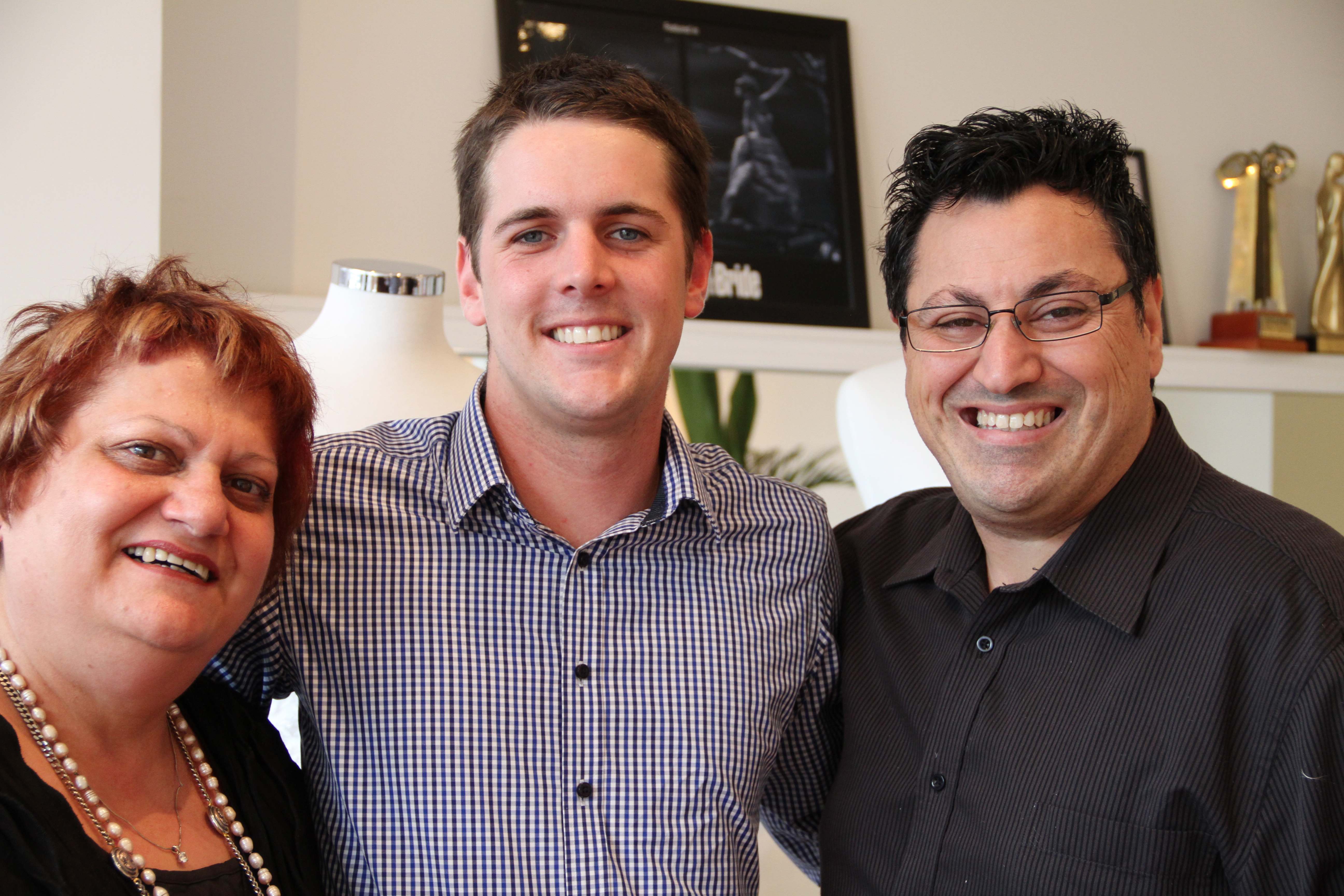 Brent NIcholls with wedding gown designers Ines Colosimo and Mario Croce from Meet the Frockers