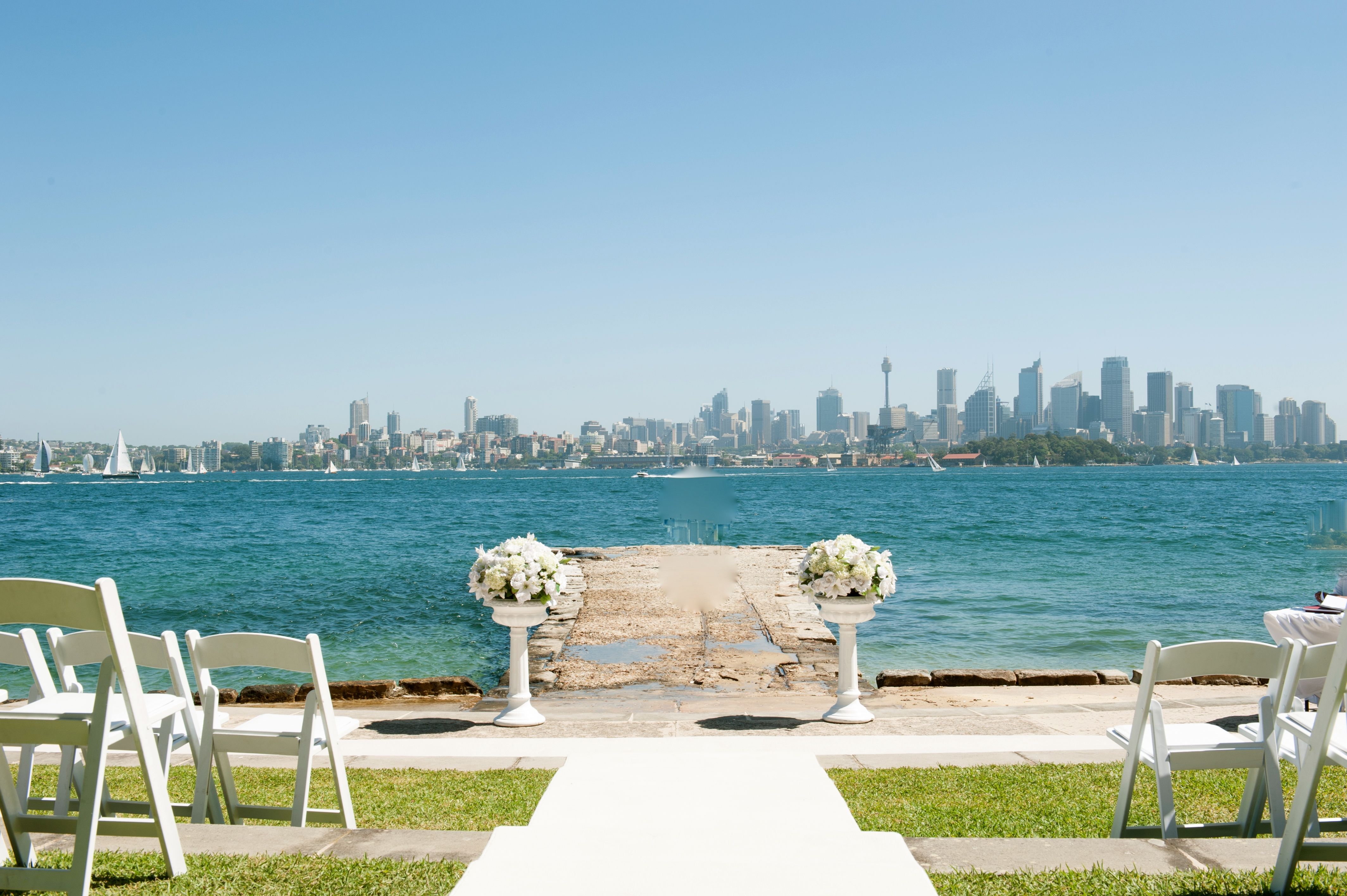 amazon beach wedding dresses Bradleys Head Set of 2 victorian urns plush white carpet and white folding chairs - amazon beach wedding dresses